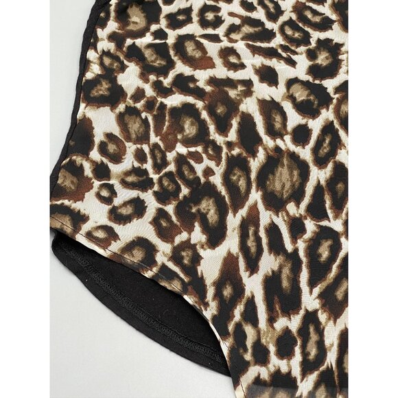 rue 21 short sleeve shirt animal print sheer button down tie waist small READ - Picture 3 of 9